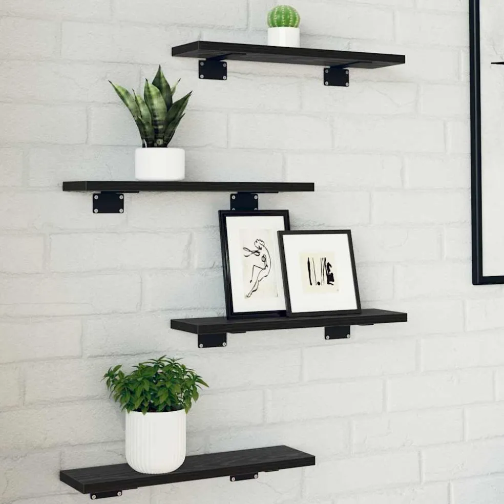 vidaXL Boekenplank Bord 3-laags 4 st 40 x 10 x 1,5 cm Bewerkt hout
