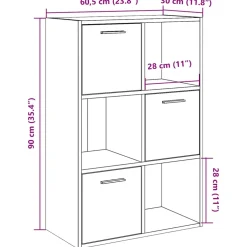 vidaXL Boekenrek 60,5x30x90 cm bewerkt hout artisanaal eikenkleurig