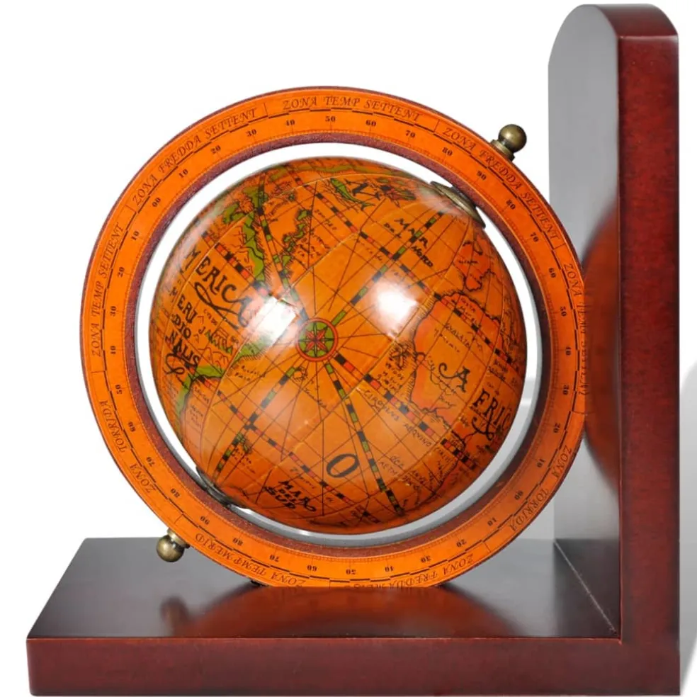 vidaXL Boekensteunen 2 st globe