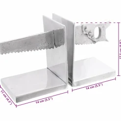 vidaXL Boekensteunen 2 st Zilver 11 x 14 x 17,5 cm Aluminium
