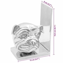 vidaXL Boekensteunen 2 st Zilver 17 x 15 x 27 cm Aluminium