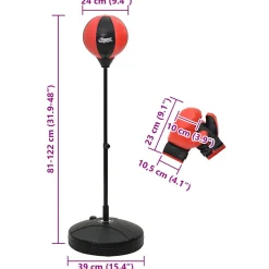 vidaXL Boksballenset met handschoenen en pomp verstelbaar 81-122 cm
