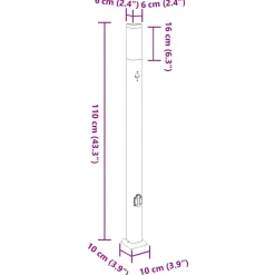 vidaXL Bolderarmatuur met sensor en stopcontact 110 cm roestvrij staal IP44