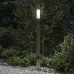 vidaXL Bolderarmatuur met sensor en stopcontact 110 cm roestvrij staal IP44