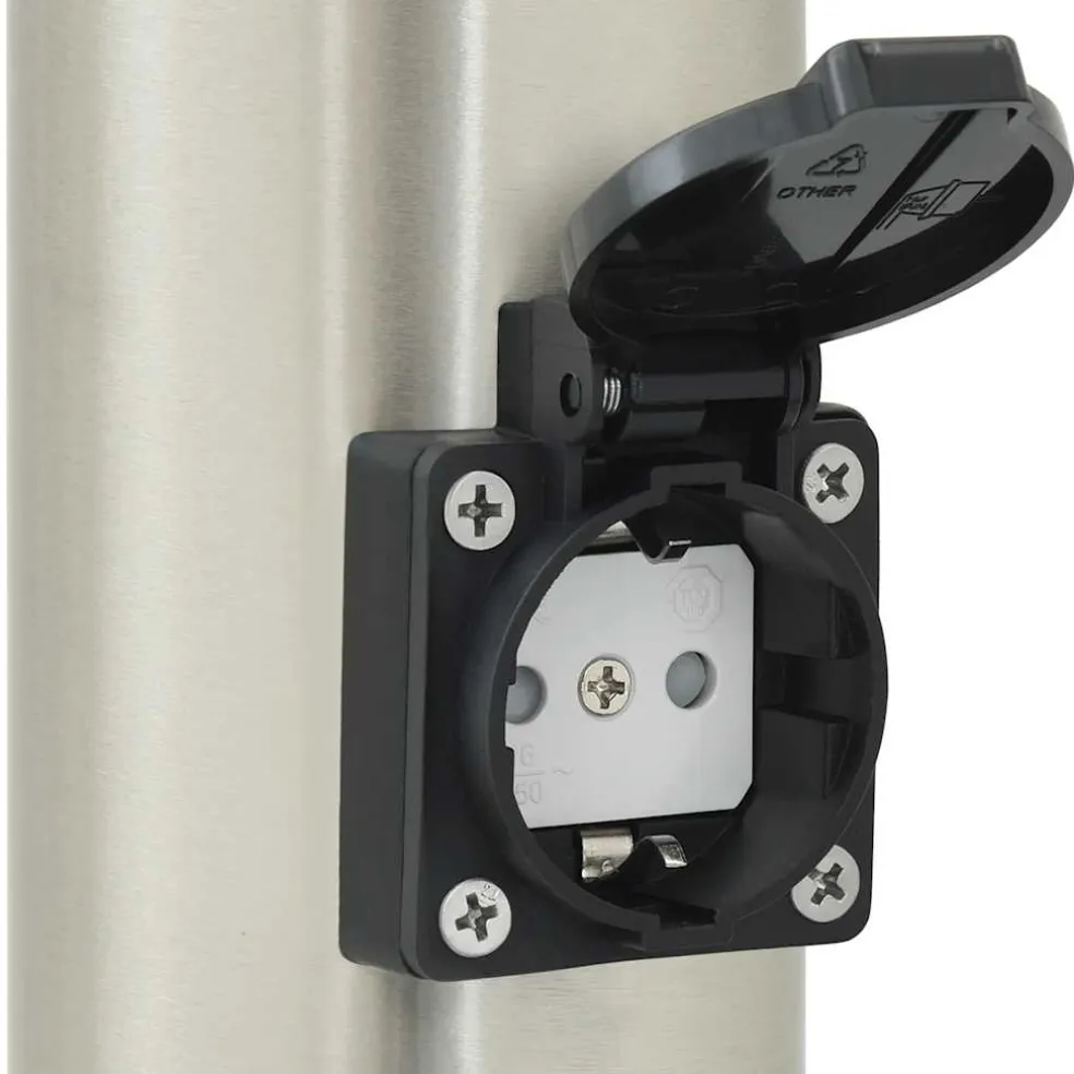 vidaXL Bolderarmatuur met stopcontact 50 cm RVS IP44