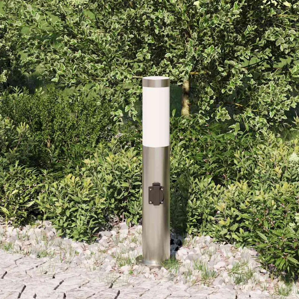 vidaXL Bolderarmatuur met stopcontact 50 cm RVS IP44