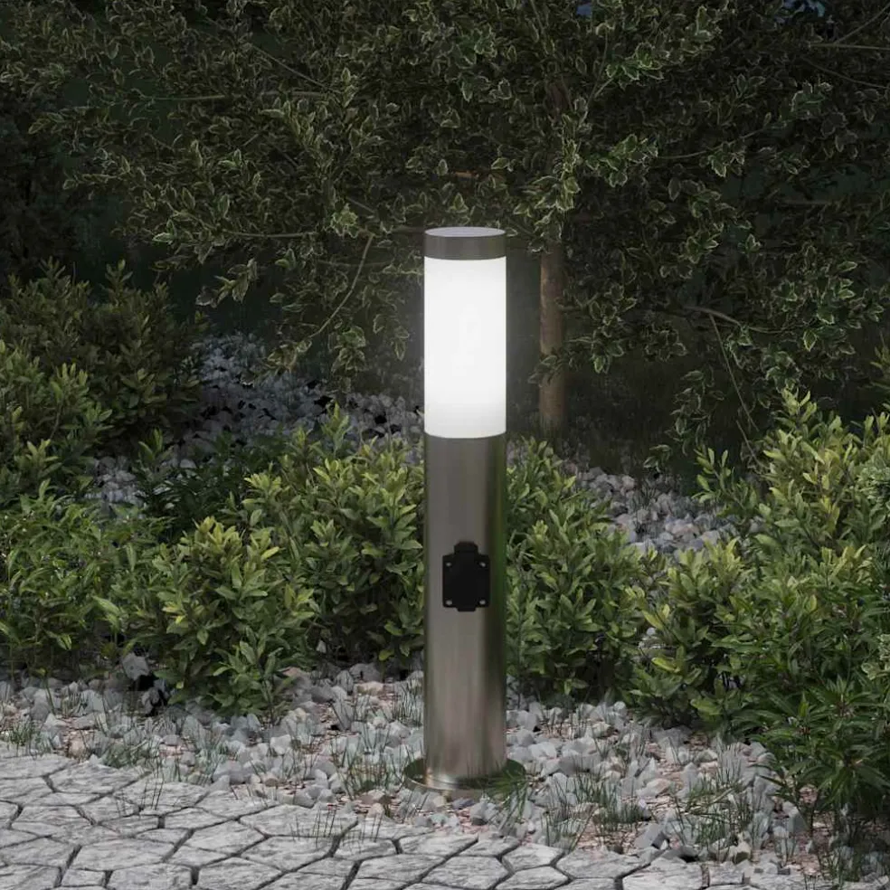 vidaXL Bolderarmatuur met stopcontact 50 cm RVS IP44
