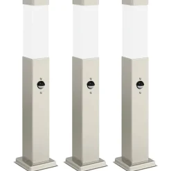 vidaXL Bolderverlichting met sensor 3 stuks 50 cm RVS IP44