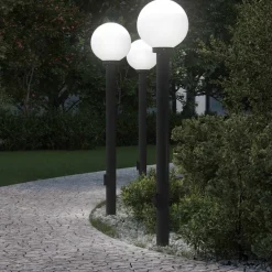 vidaXL Bolderverlichting met stopcontact 3 stuks 120 cm Zwart IP44