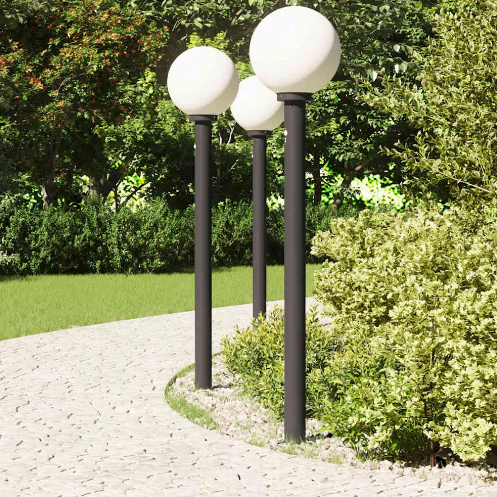 vidaXL Bolderverlichting met sensor 3 stuks 120 cm Zwart IP44