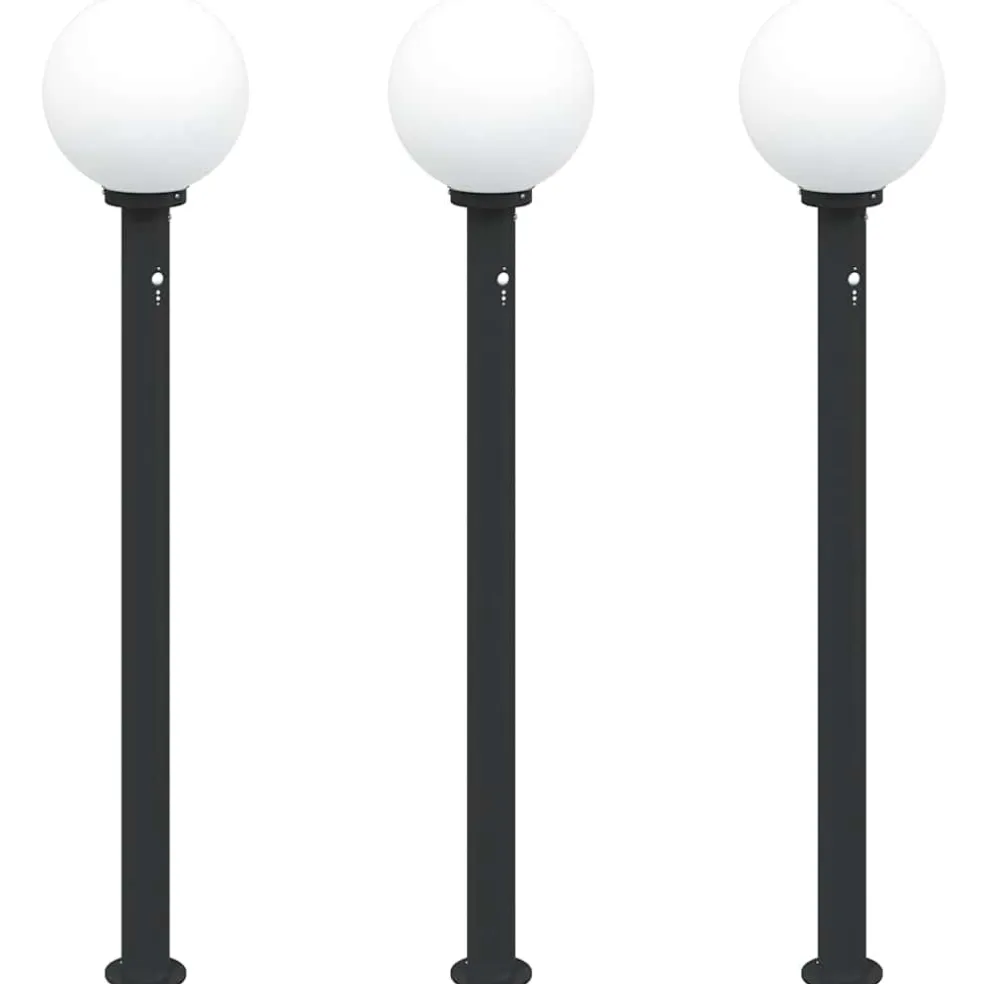 vidaXL Bolderverlichting met sensor 3 stuks 120 cm Zwart IP44