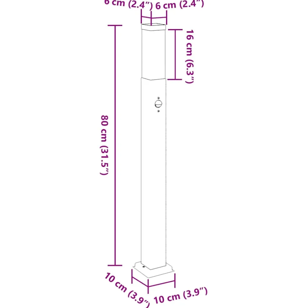 vidaXL Bolderverlichting met sensor 80 cm RVS IP44