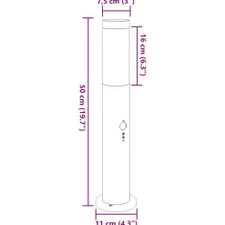 vidaXL Bolderverlichting met sensor 3 stuks 50 cm RVS IP44