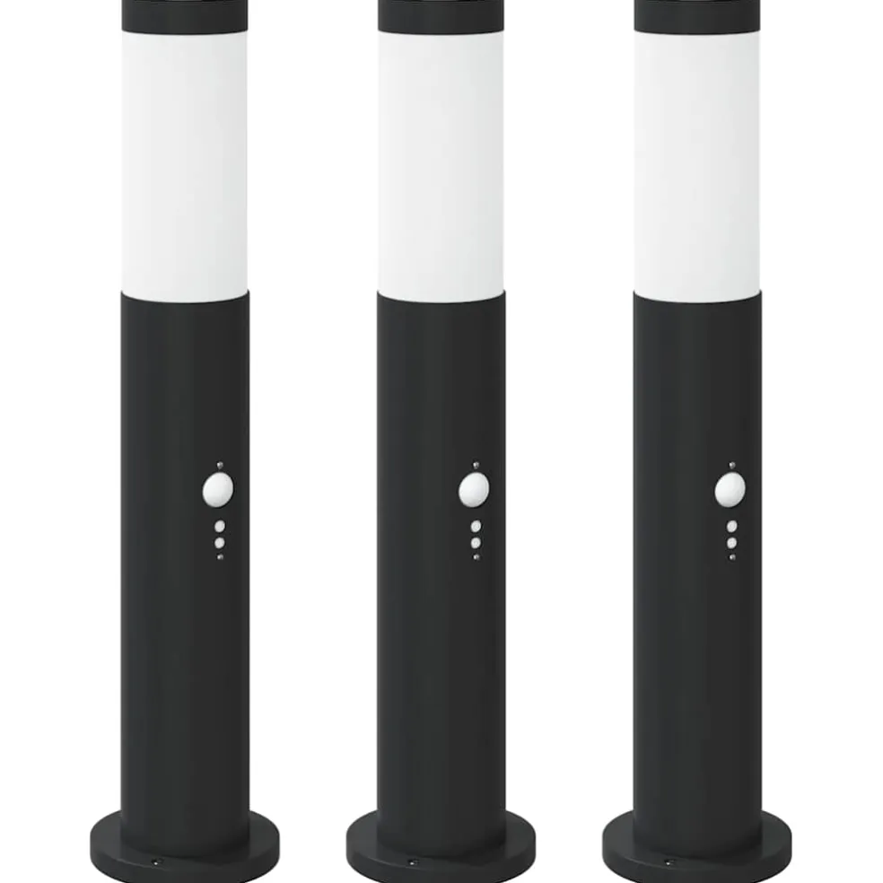 vidaXL Bolderverlichting met sensor 3 stuks 50 cm RVS IP44