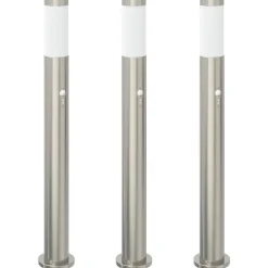 vidaXL Bolderverlichting met sensor 3 stuks 80 cm RVS IP44