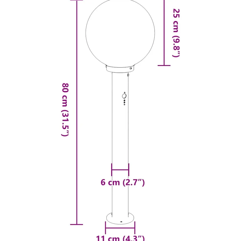 vidaXL Bolderverlichting met sensor 80 cm RVS IP44