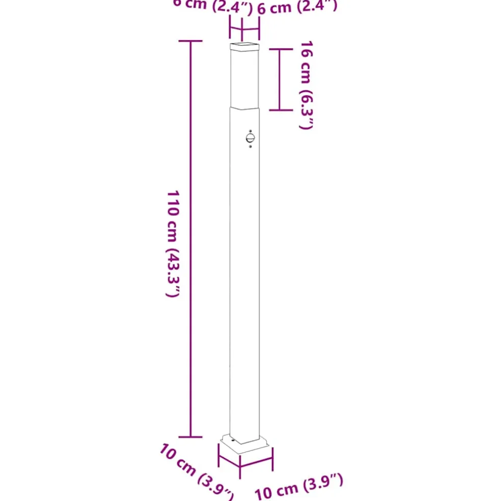vidaXL Bolderverlichting met sensor 3 stuks 110 cm Zwart IP44