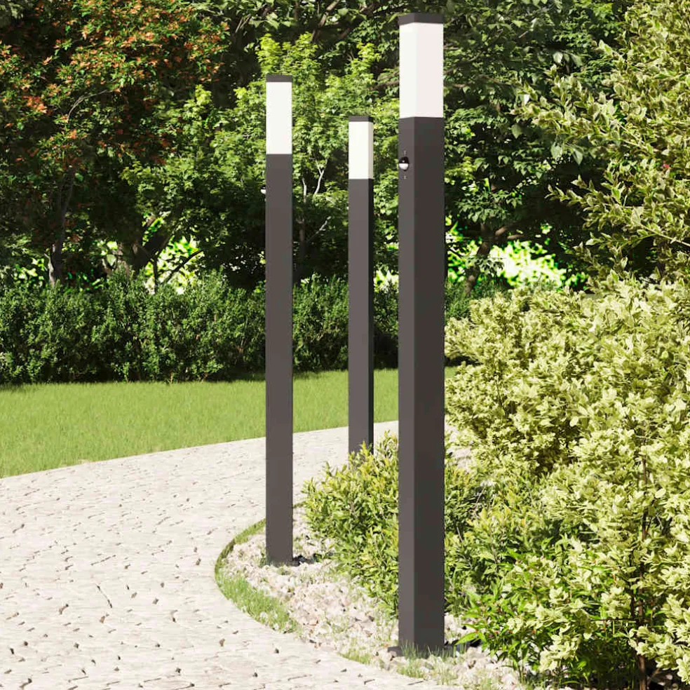 vidaXL Bolderverlichting met sensor 3 stuks 110 cm Zwart IP44