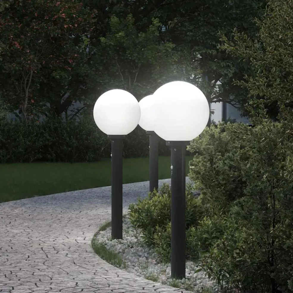 vidaXL Bolderverlichting met sensor 3 stuks 80 cm Zwart IP44