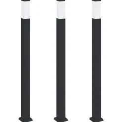 vidaXL Bolderverlichting 3 stuks 110 cm Zwart IP44