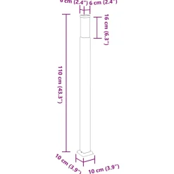 vidaXL Bolderverlichting 3 stuks 110 cm Zwart IP44