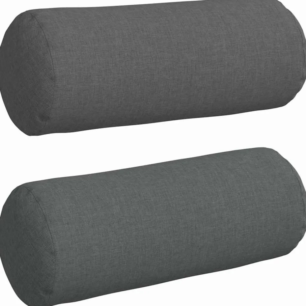 vidaXL Bolster Kussens 2 st Stof Donkergrijs Ø 15 x 40 cm