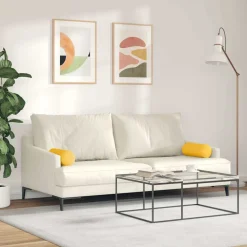 vidaXL Bolster Kussens 2 stuks Lichtgeel Ø 15 x 40 cm Cordstof