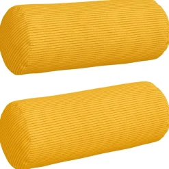 vidaXL Bolster Kussens 2 stuks Lichtgeel Ø 15 x 40 cm Cordstof