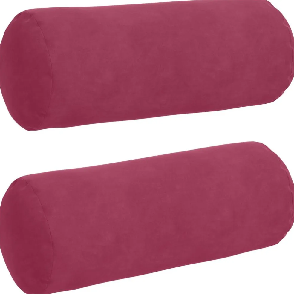 vidaXL Bolster Kussens 2 stuks Wijnrood Ø 15 x 40 cm Cordstof
