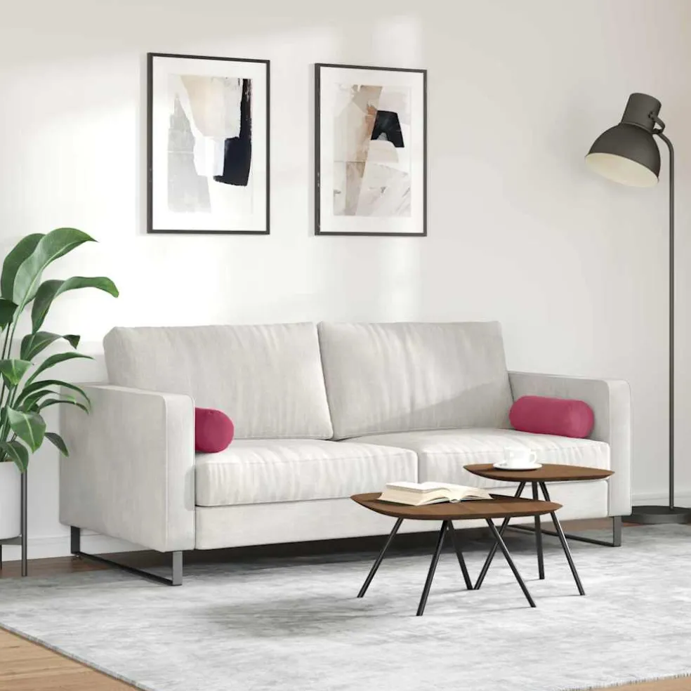 vidaXL Bolster Kussens 2 stuks Wijnrood Ø 15 x 40 cm Cordstof