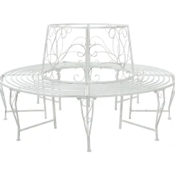 vidaXL Boom bank 8 -zits Ø 160 x 89 cm steel Antiek wit Rond