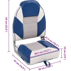 vidaXL Bootstoelen 2 st inklapbaar met hoge rugleuning 39x43x58 cm