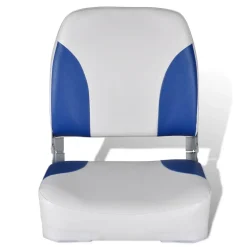 vidaXL Bootstoel met blauw-wit kussen inklapbaar 41x36x48 cm