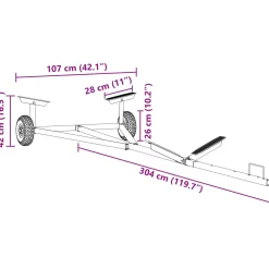 vidaXL Boottrailer 302 x 107 x 42 cm zilver Staal