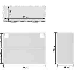 vidaXL Bovenkast Lyon 80x31x60 cm bewerkt hout wit