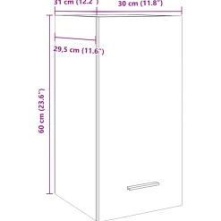 vidaXL Bovenkast Lyon 30x31x60 cm bewerkt hout oud houtkleurig