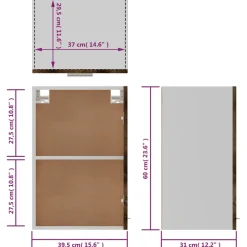 vidaXL Bovenkast Lyon 39,5x31x60 cm bewerkt hout gerookt eikenkleurig