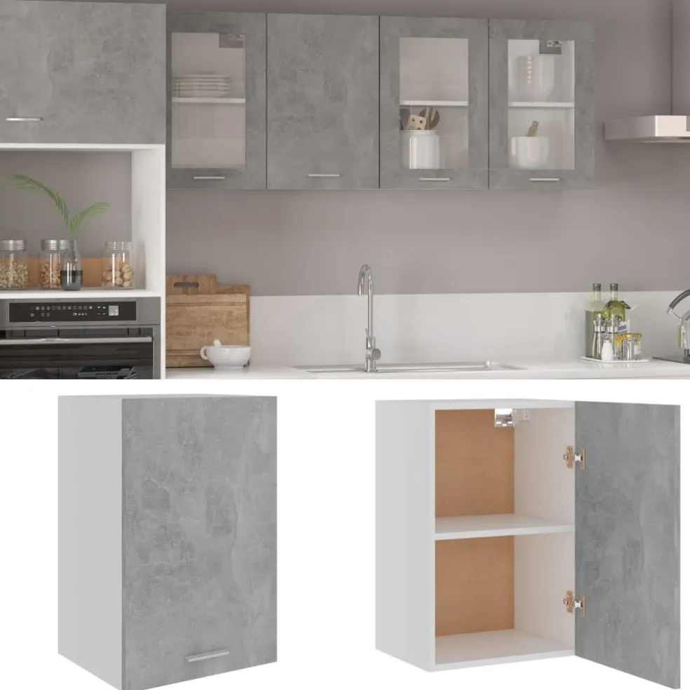 vidaXL Bovenkast Lyon 39,5x31x60 cm bewerkt hout betongrijs