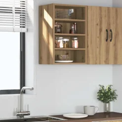 vidaXL Bovenkast Riga 40x29,5x60 cm bewerkt hout artisanaal eikenkleur