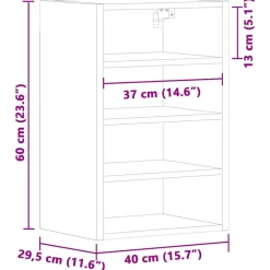 vidaXL Bovenkast Riga 40x29,5x60 cm bewerkt hout wit