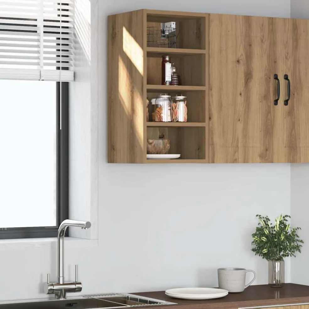 vidaXL Bovenkast Riga 30x29,5x60 cm bewerkt hout artisanaal eikenkleur