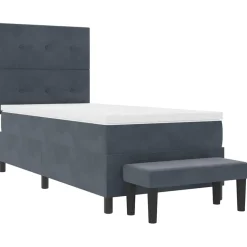 vidaXL Boxspring bed met hoofdeinde Donkergrijs 200 x 80 cm Fluweel