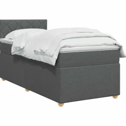 vidaXL Boxspringbed met matras Donkergrijs 80 x 200 cm Stof