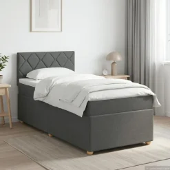 vidaXL Boxspringbed met matras Donkergrijs 80 x 200 cm Stof