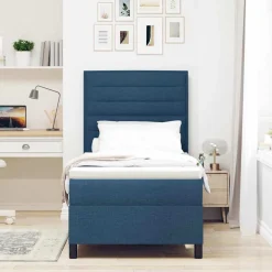 vidaXL Boxspringbed met matras met hoofdeinde Blauw 80 x 200 cm Stof