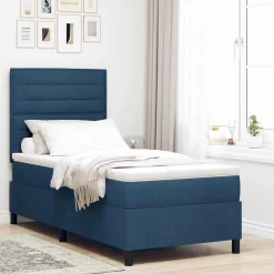vidaXL Boxspringbed met matras met hoofdeinde Blauw 80 x 200 cm Stof