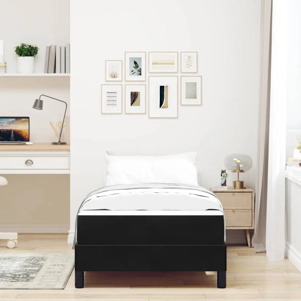 vidaXL Boxspringbed met matras Zwart 80 x 200 cm Stof