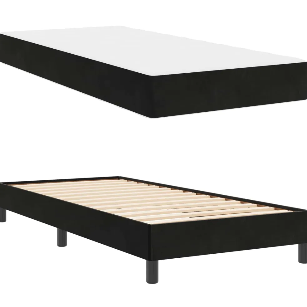 vidaXL Boxspringbed met matras Zwart 80 x 200 cm Stof