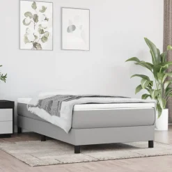 vidaXL Boxspring bed 80x200 cm stof lichtgrijs