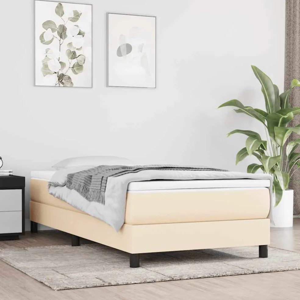 vidaXL Boxspring bed 80x200 cm stof crèmekleurig
